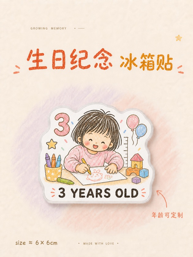 成长生日Q萌手绘冰箱贴